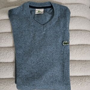 Lacoste Men's Teal V-Neck Sweater Size 3